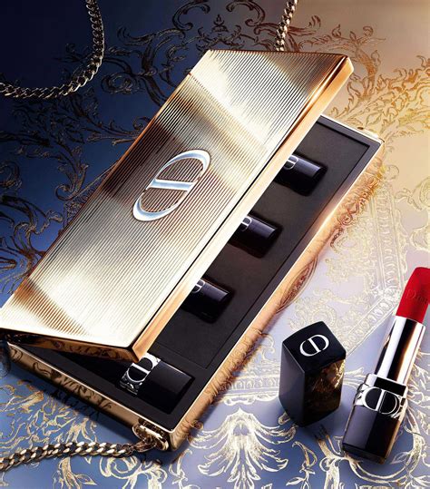 dior rouge dior lipstick clutch gift set|Dior lipstick set with clutch.